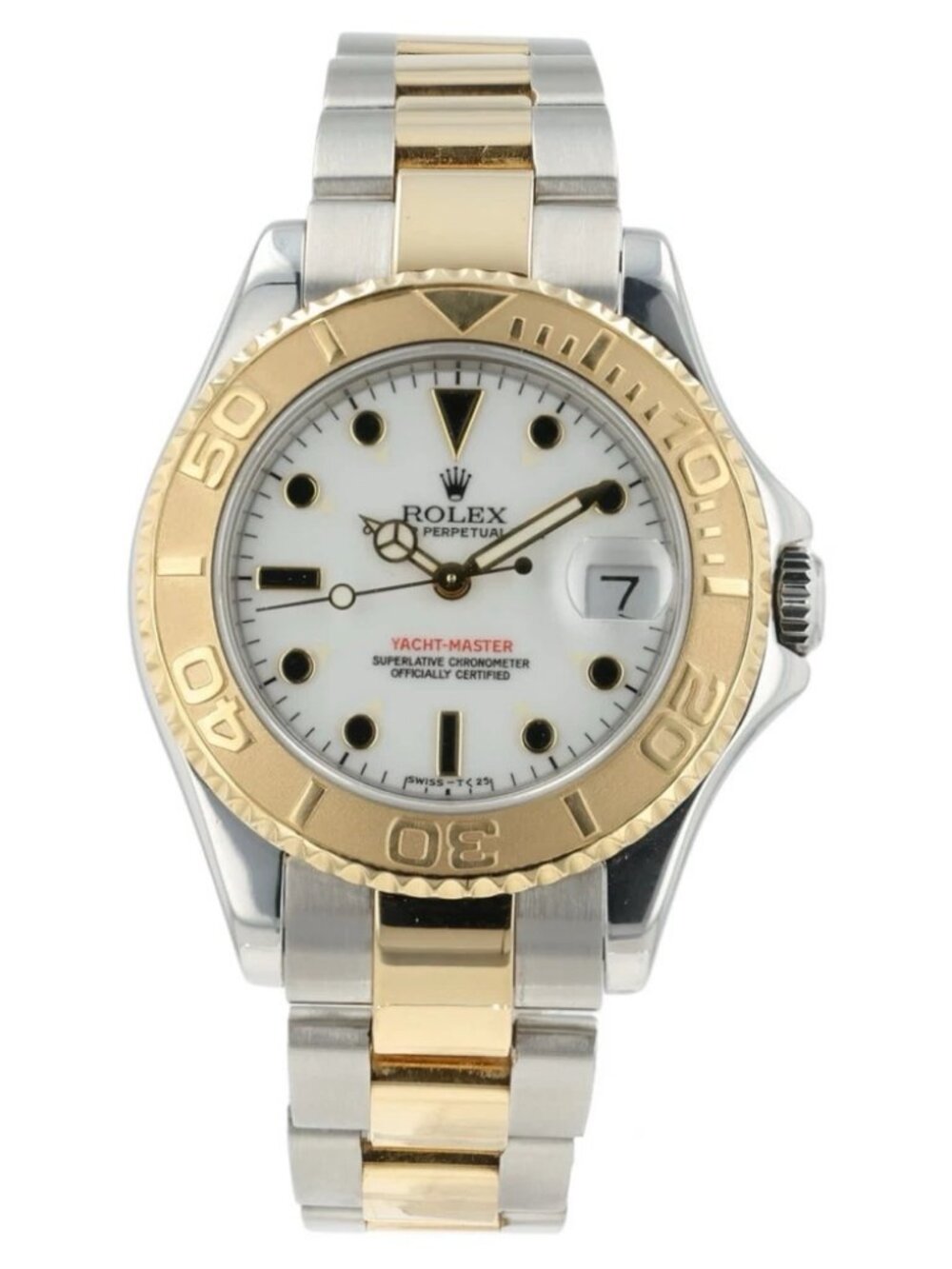 Rolex Yachtmaster White Dial Gold & Steel 35mm Automatic Unisex Watch 68623